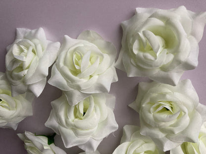 12 Ivory Rose Heads