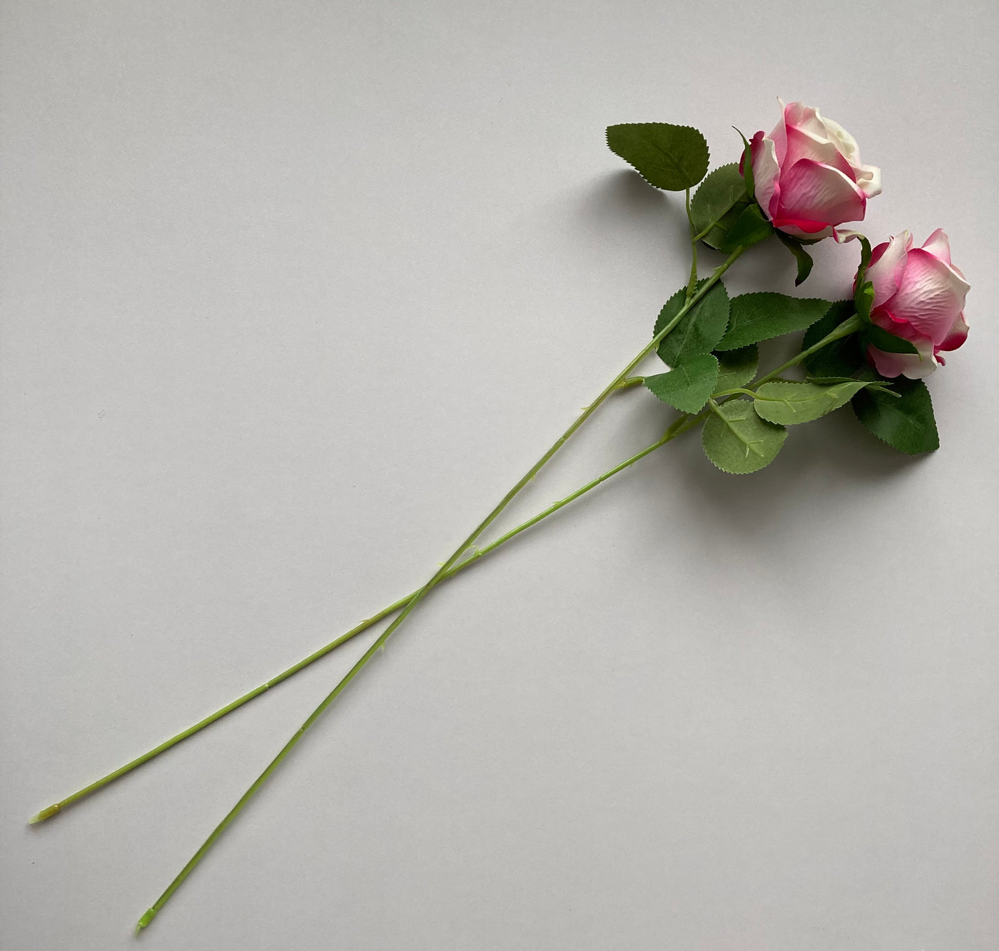 Pink & White Velvet Touch Rose Stem