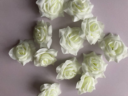 12 Ivory Rose Heads