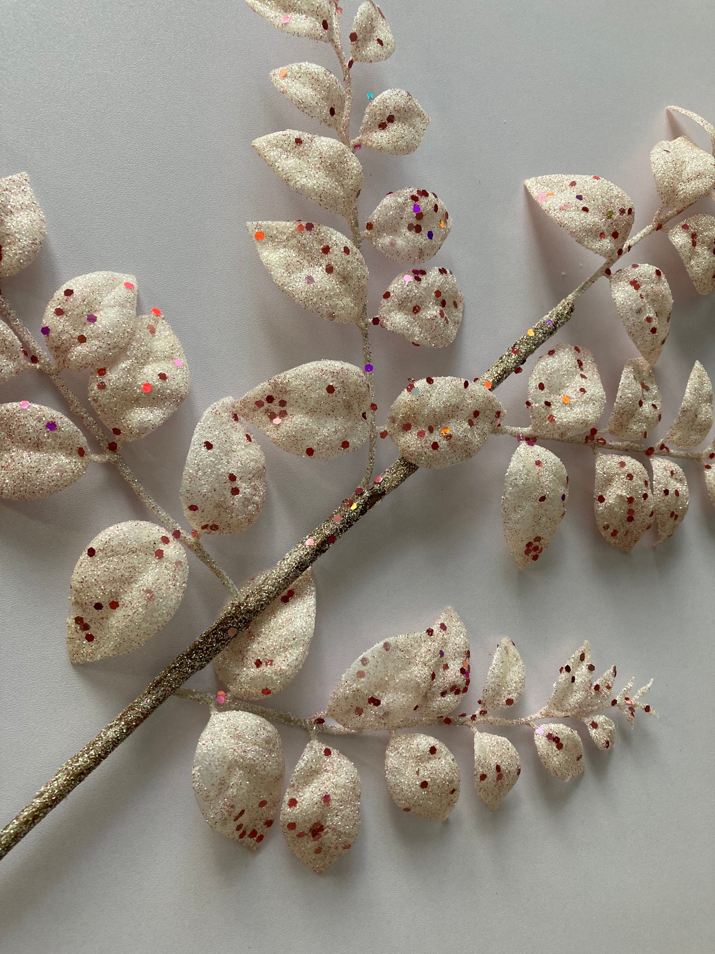 White & Pink Glittered Leaves