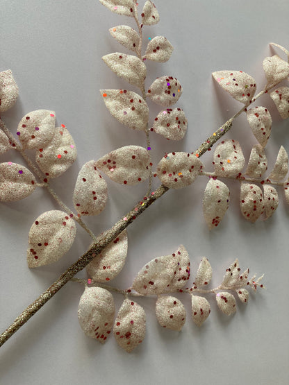 White & Pink Glittered Leaves