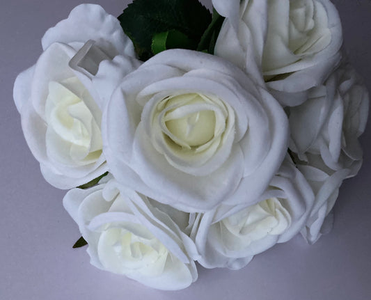 Two Toned Velvet White Rose Bunch