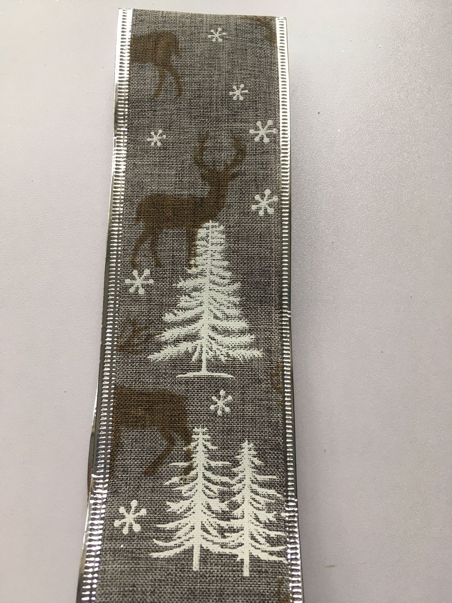 10y Stag & Tree Wired Edge Ribbon