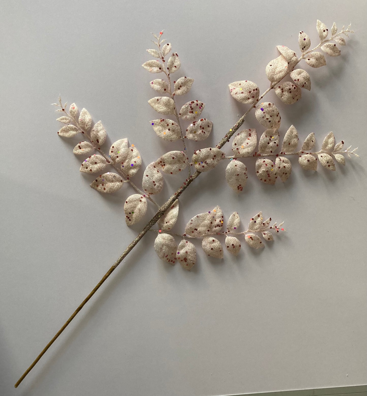 White & Pink Glittered Leaves