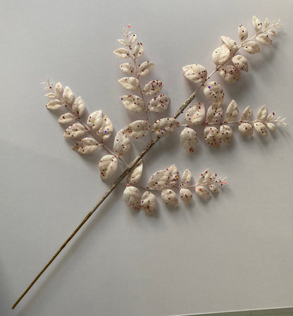 White & Pink Glittered Leaves